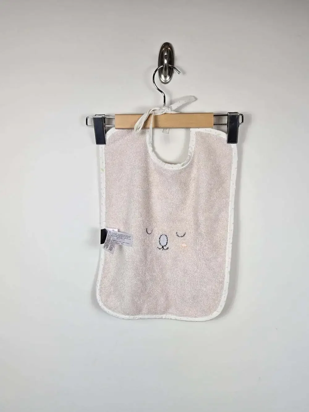 Carré Blanc Paris Baby Bib Bear Face Pink Cotton Terry French Nursery 11x16